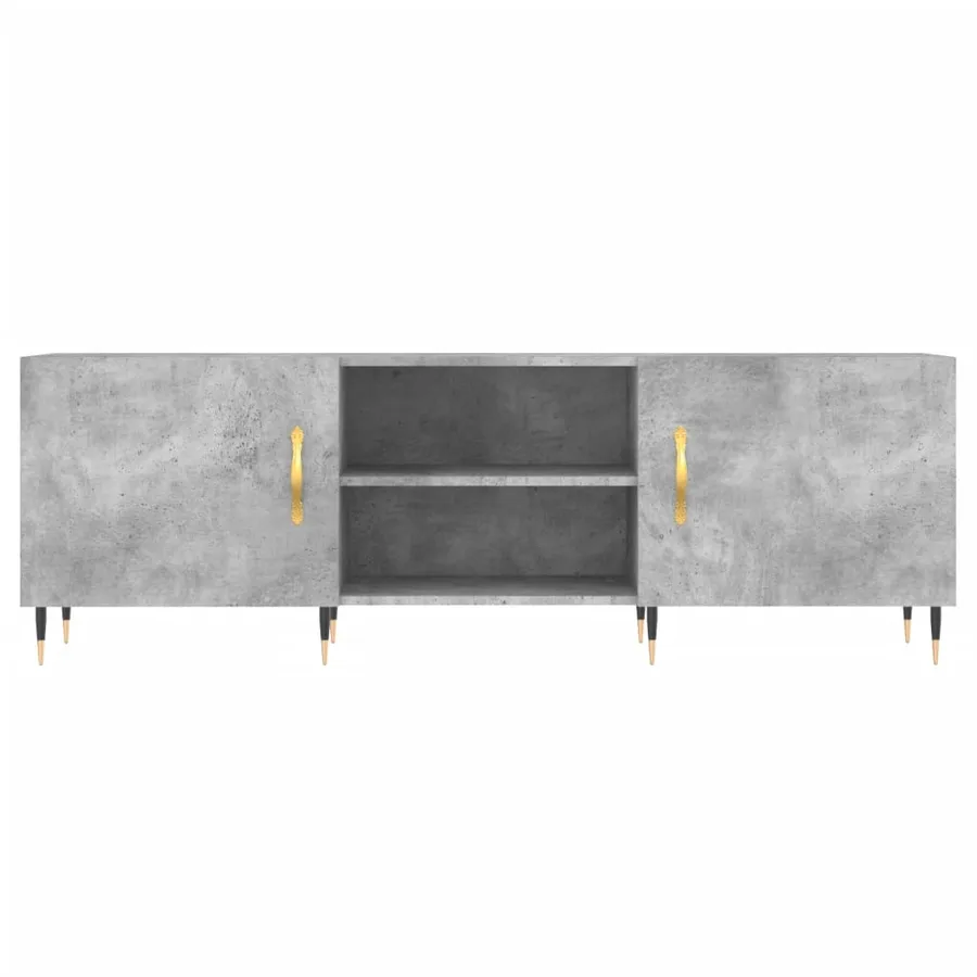 Meuble TV gris béton 150x30x50 cm bois d'ingénierie - 5