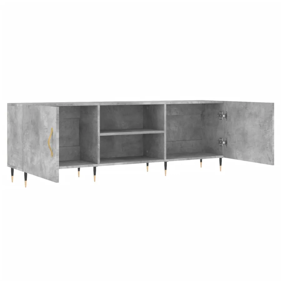 Meuble TV gris béton 150x30x50 cm bois d'ingénierie - 6