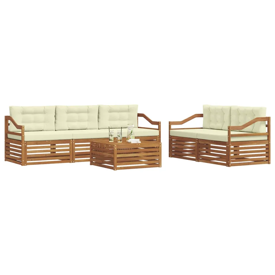 Ensemble de canapés d'extérieur 6 pcs Naturel et Crème - 3