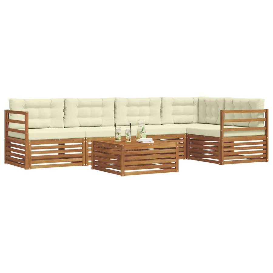 Ensemble de canapés d'extérieur 6 pcs Naturel et Crème - 3