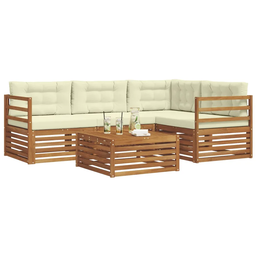 Ensemble de canapés d'extérieur 5 pcs Naturel et Crème - 3