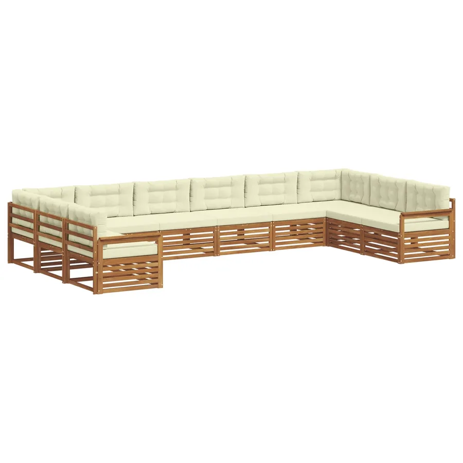 Ensembles de canapés 8 pc Naturel et Crème Bois d'Acacia Massif - 2