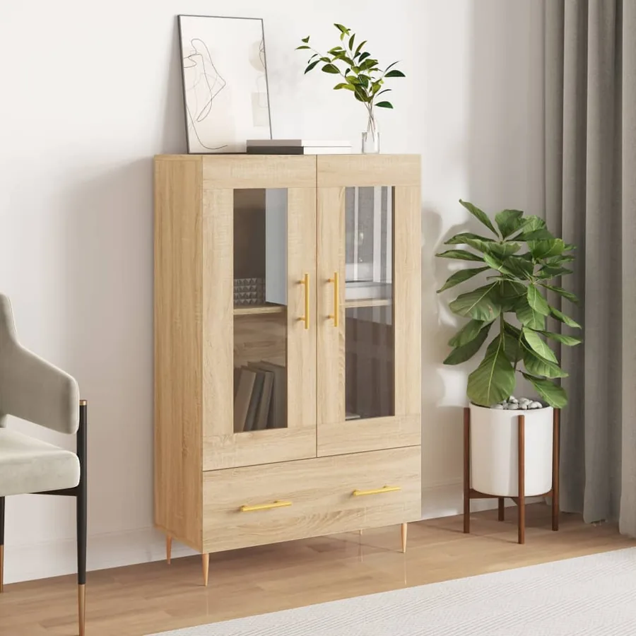 Buffet haut chêne sonoma 69,5x31x115 cm bois d'ingénierie