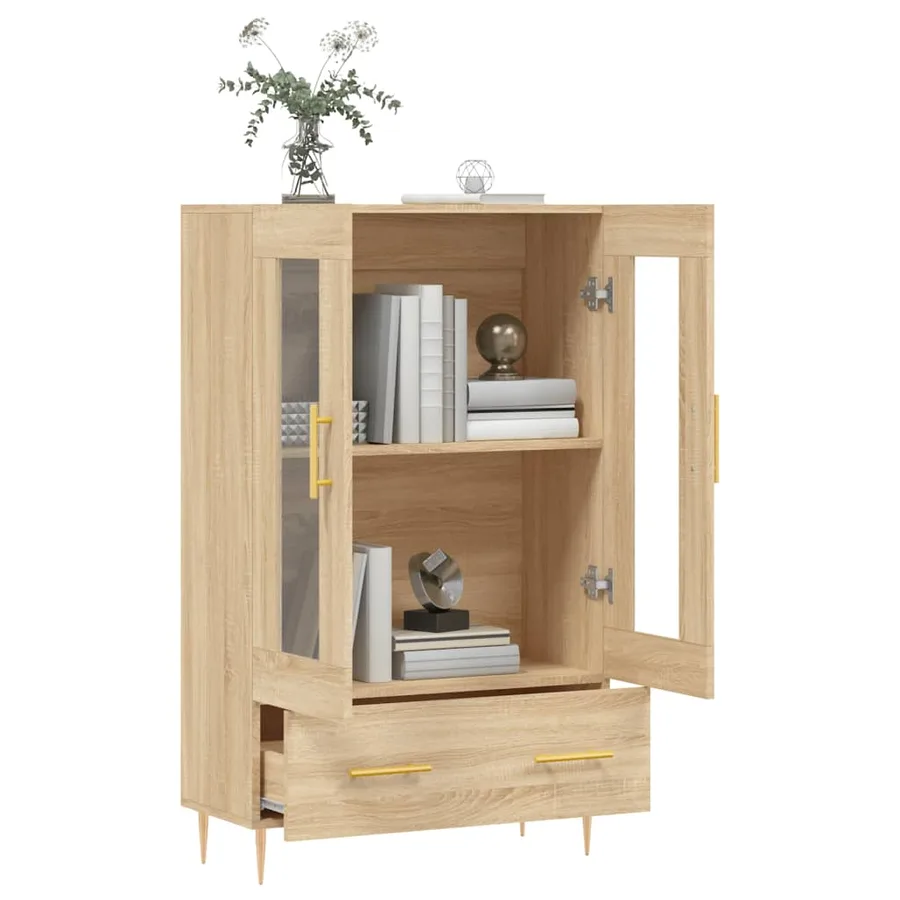 Buffet haut chêne sonoma 69,5x31x115 cm bois d'ingénierie - 4