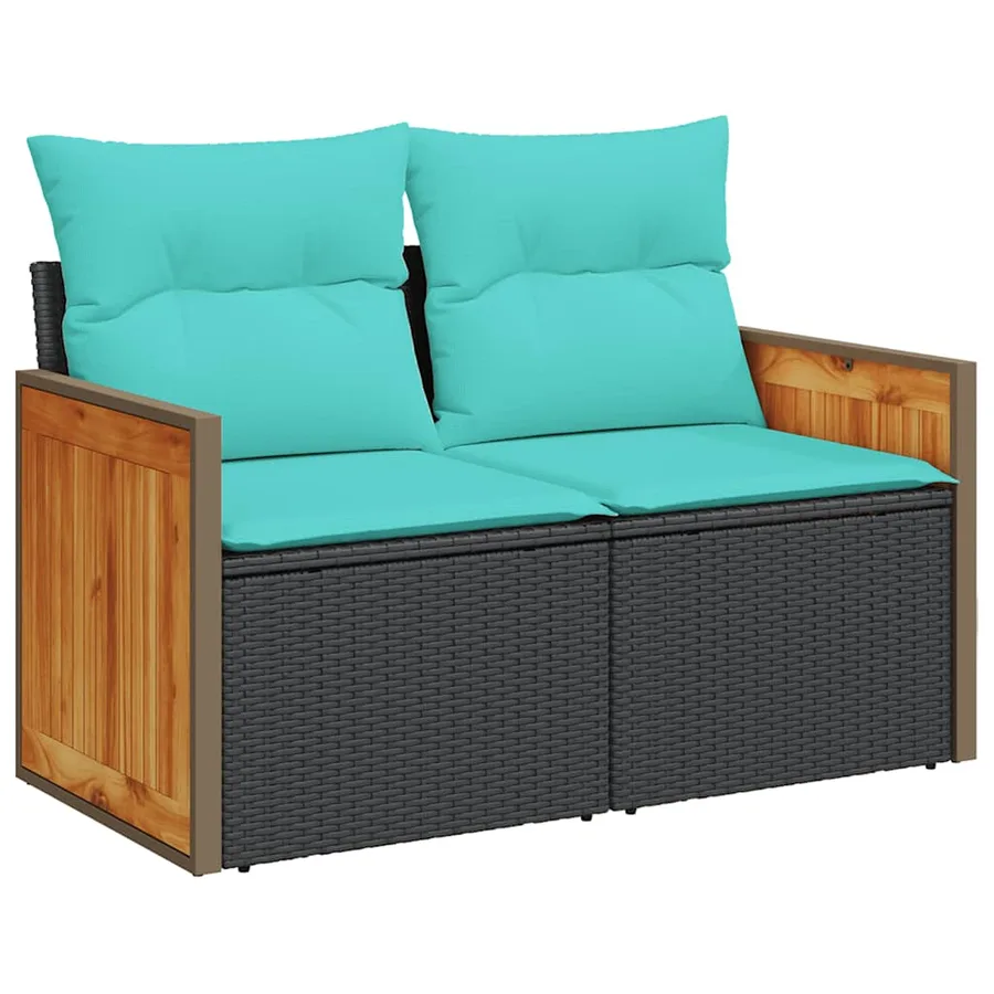 Ensemble de canapés de jardin 11 pcs et coussins rotin acacia - 4