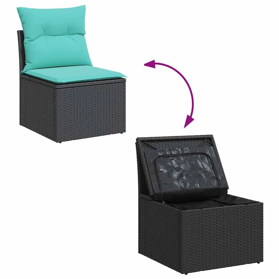 Ensemble de canapés de jardin 11 pcs et coussins rotin acacia - 7