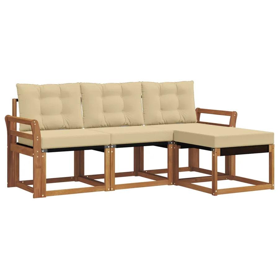 Ensemble de canapés d'extérieur 4 pcs Naturel et Beige - 2
