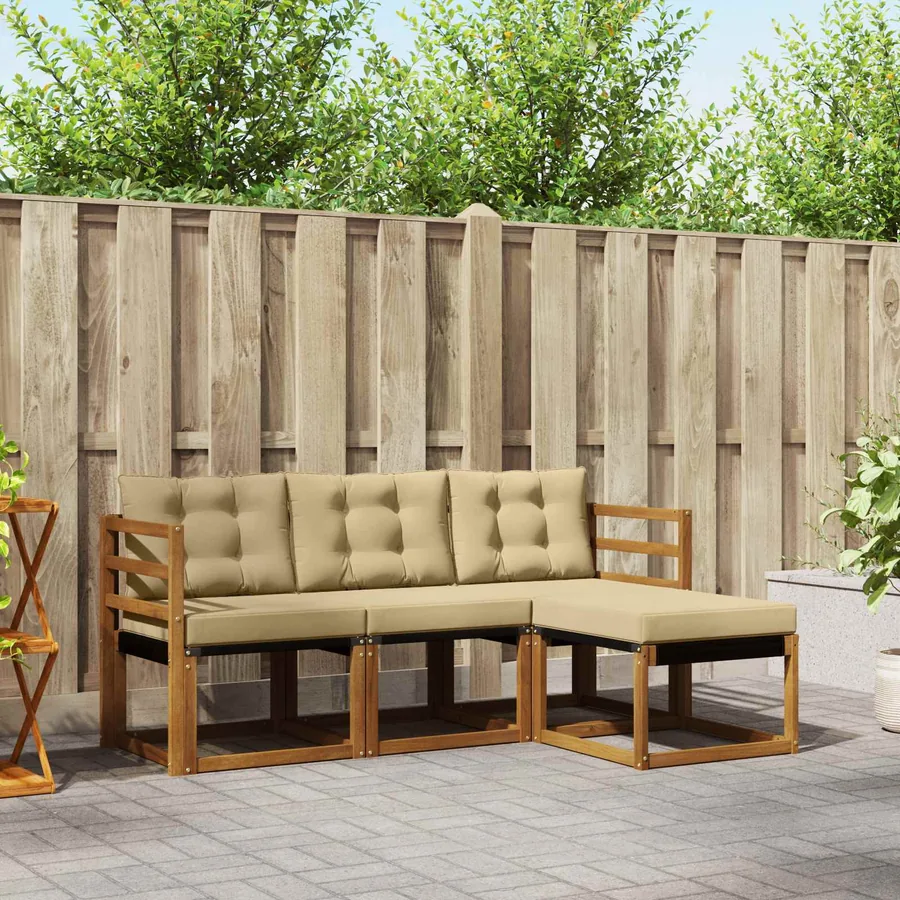 Ensemble de canapés d'extérieur 4 pcs Naturel et Beige