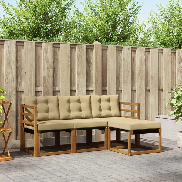 Ensemble de canapés d'extérieur 4 pcs Naturel et Beige