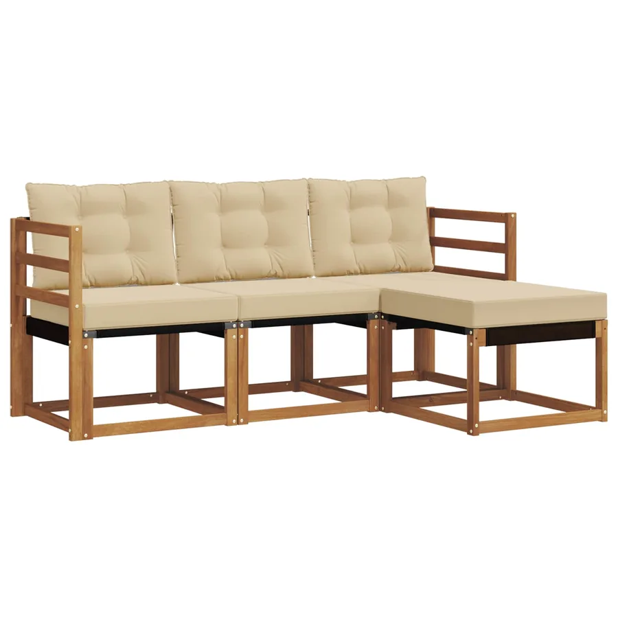 Ensemble de canapés d'extérieur 4 pcs Naturel et Beige - 2