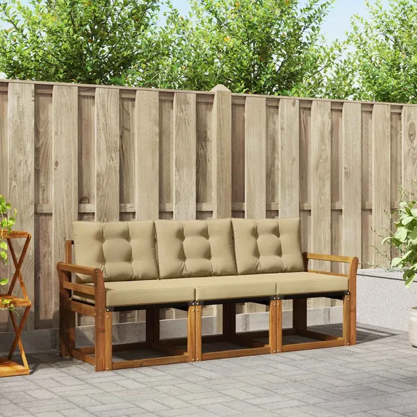 Ensemble de canapés d'extérieur 3 pcs Naturel et Beige