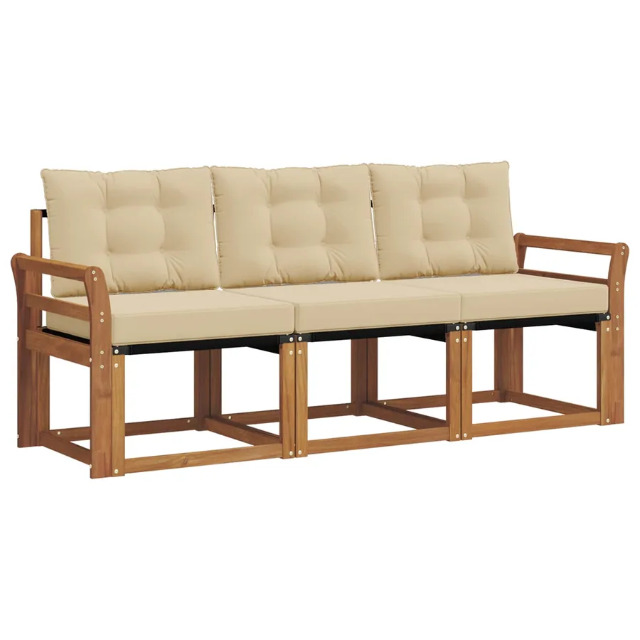 Ensemble de canapés d'extérieur 3 pcs Naturel et Beige - 2