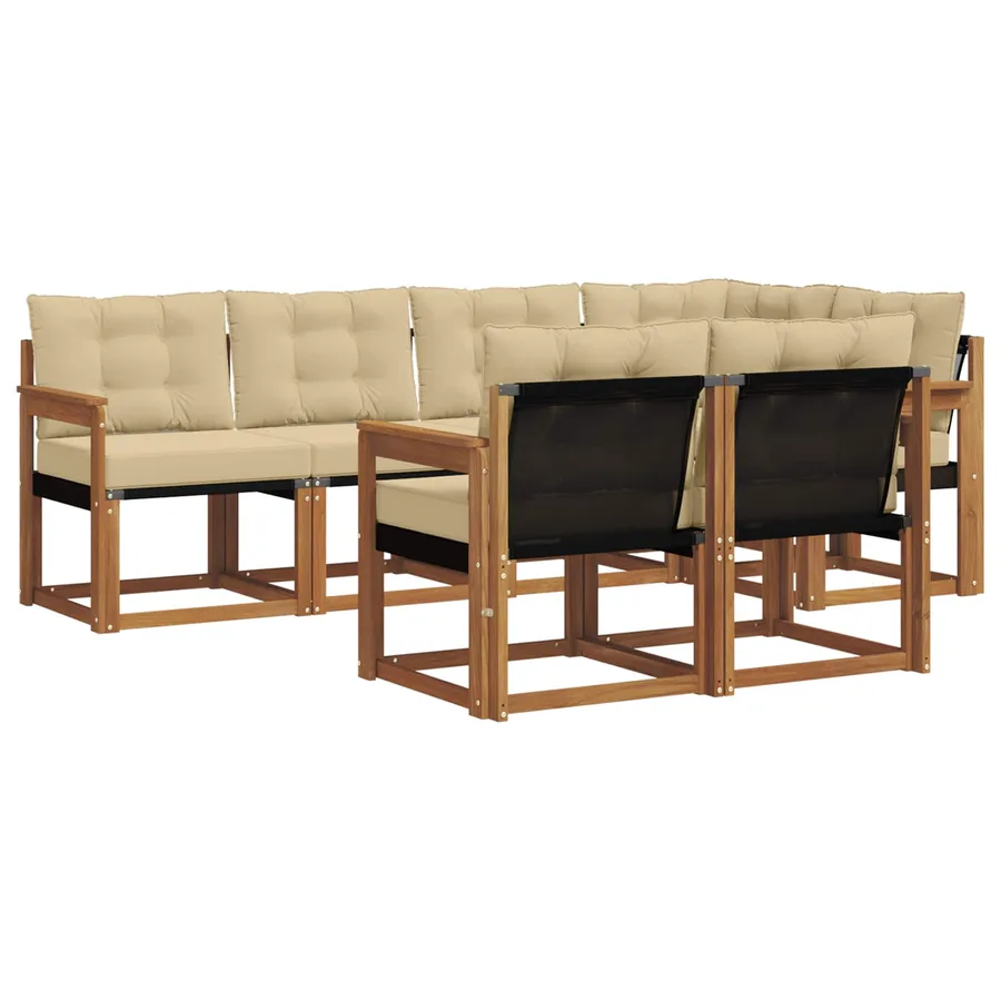 Ensemble de canapés d'extérieur 7 pcs Naturel et Beige - 2