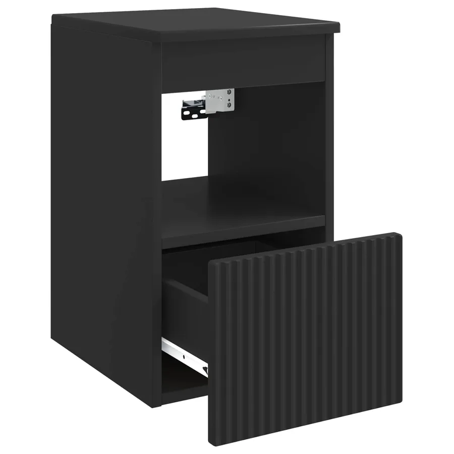 Armoire de salle de bain Noir 30 x 35 x 50 cm Bois d'ingénierie - 5