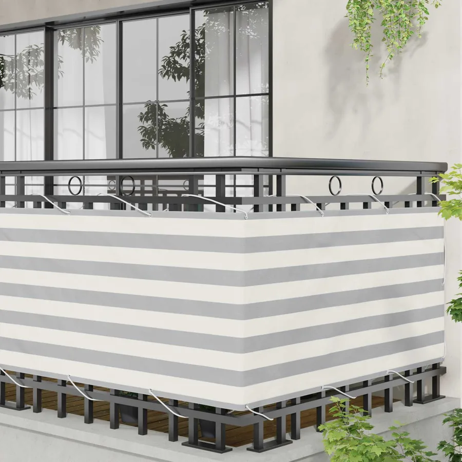 Écran de balcon Gris clair et blanc 75 x 400 cm - 3