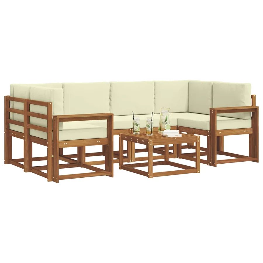 Ensemble de canapés d'extérieur 7 pcs Naturel et Crème - 3