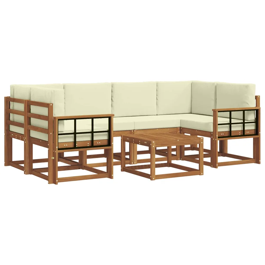 Ensemble de canapés d'extérieur 7 pcs Naturel et Crème - 2