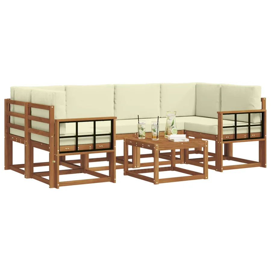 Ensemble de canapés d'extérieur 7 pcs Naturel et Crème - 3