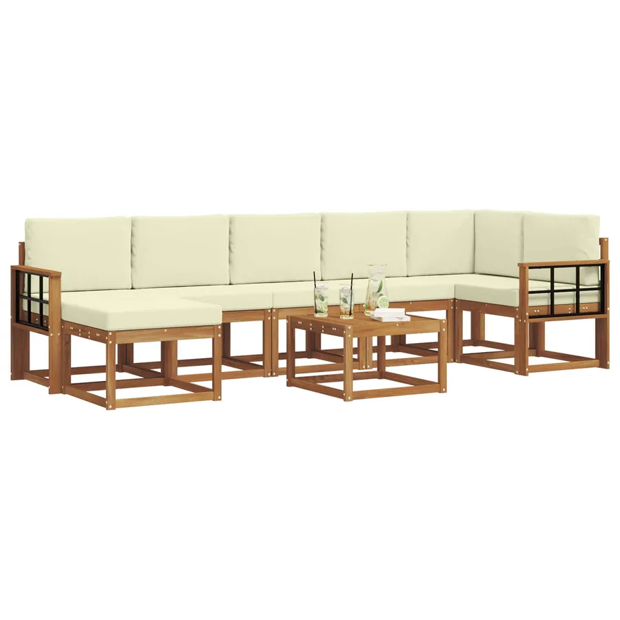 Ensemble de canapés d'extérieur 8 pcs Naturel et Crème - 3