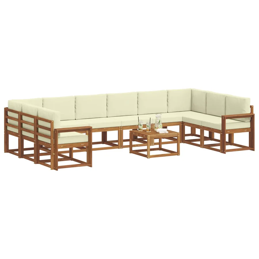 Ensemble de canapés d'extérieur 11 pcs Naturel et Crème - 3