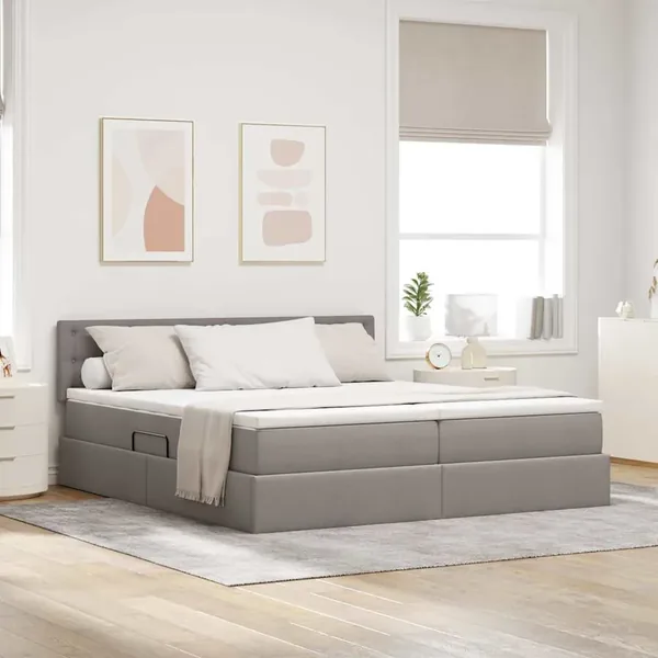 Lit de Rangement Taupe 180 x 200 cm Cuir synthétique
