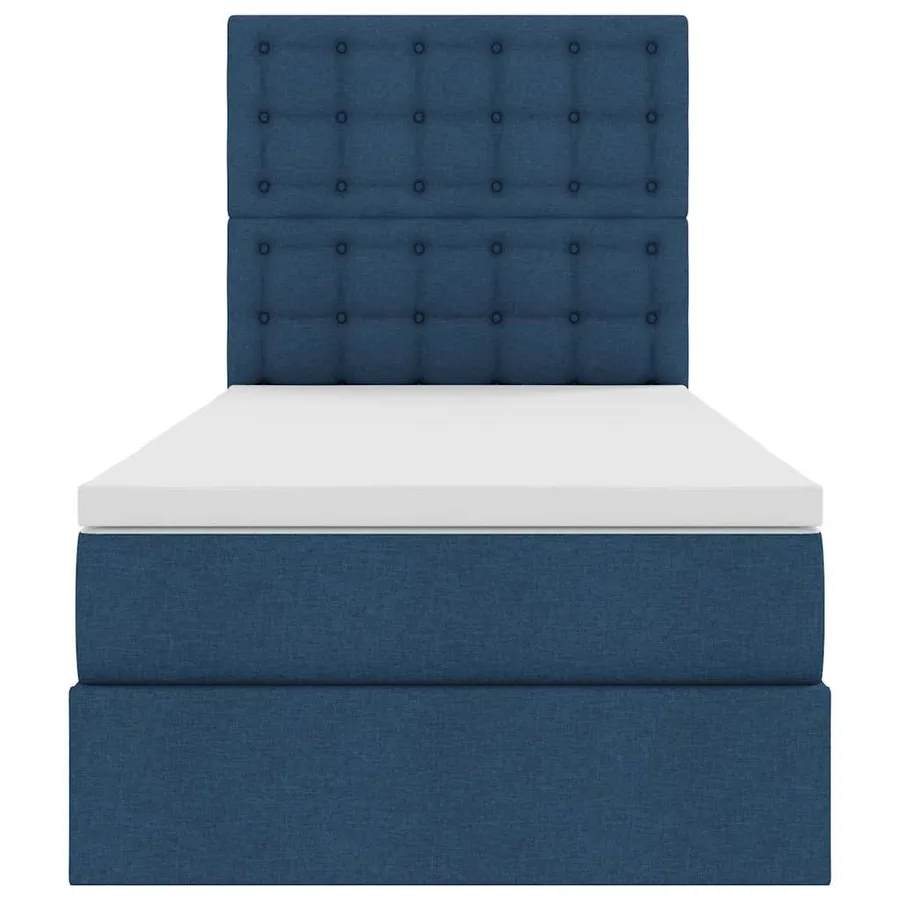 Lit avec rangement et matelas Bleu 100 x 200 cm tissu - 7
