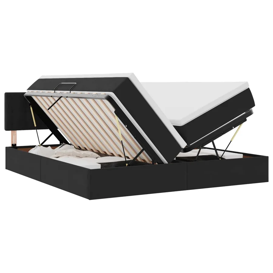 Lit de Rangement avec matelas avec tête de lit Noir 90 x 200 cm - 2