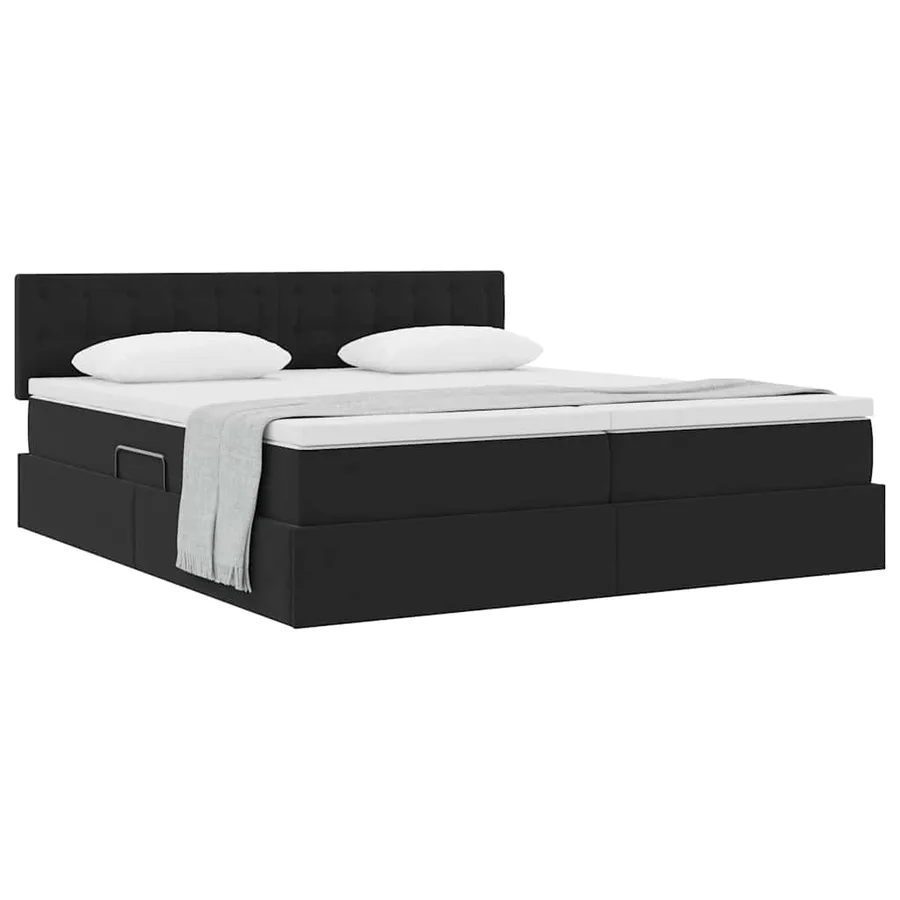Lit de Rangement avec matelas avec tête de lit Noir 90 x 200 cm - 3