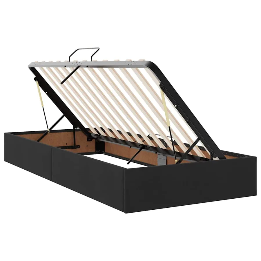 Lit de Rangement avec matelas avec tête de lit Noir 90 x 200 cm - 6