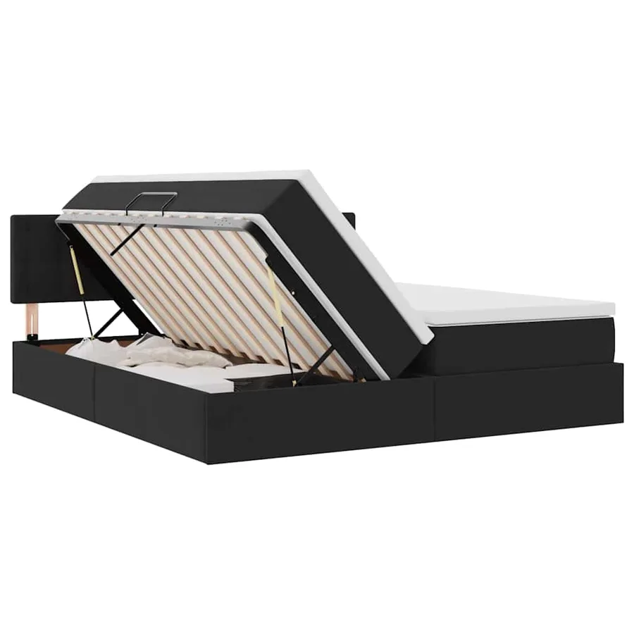 Lit de Rangement avec matelas avec tête de lit Noir 90 x 200 cm - 7