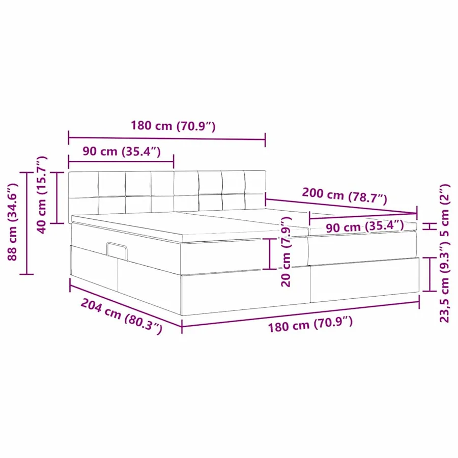 Lit de Rangement avec matelas Gris clair 90 x 200 cm - 16