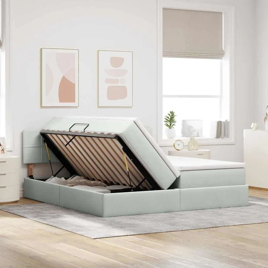Lit de Rangement avec matelas Gris clair 90 x 200 cm - 4