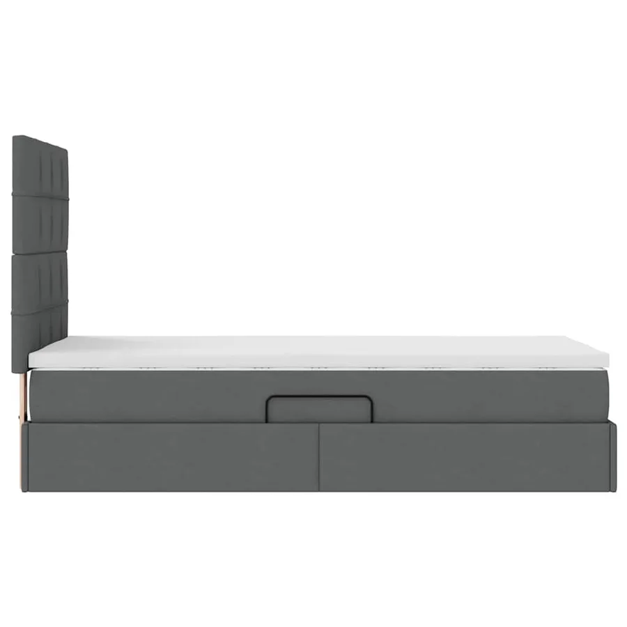 Lit avec rangement et matelas Gris foncé 90 x 200 cm tissu - 10