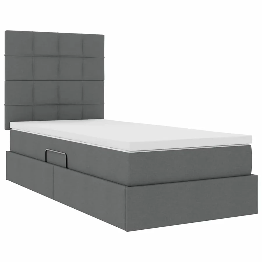 Lit avec rangement et matelas Gris foncé 90 x 200 cm tissu - 5
