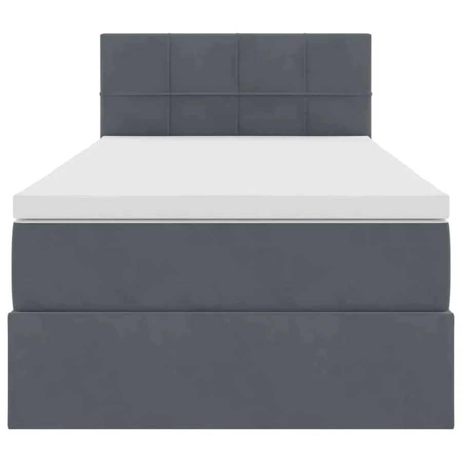Lit de Rangement avec matelas Gris foncé 90 x 190 cm Velours - 7