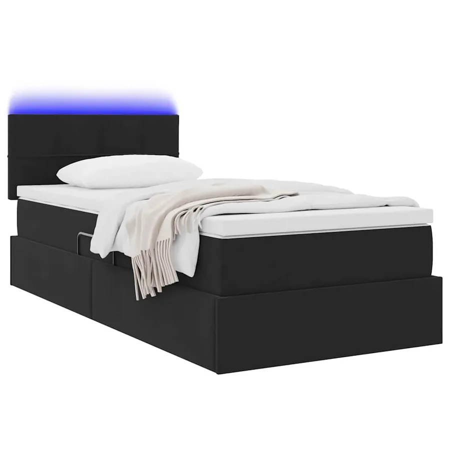 Lit de rangement LED avec matelas Noir 90 x 200 cm Velours - 3
