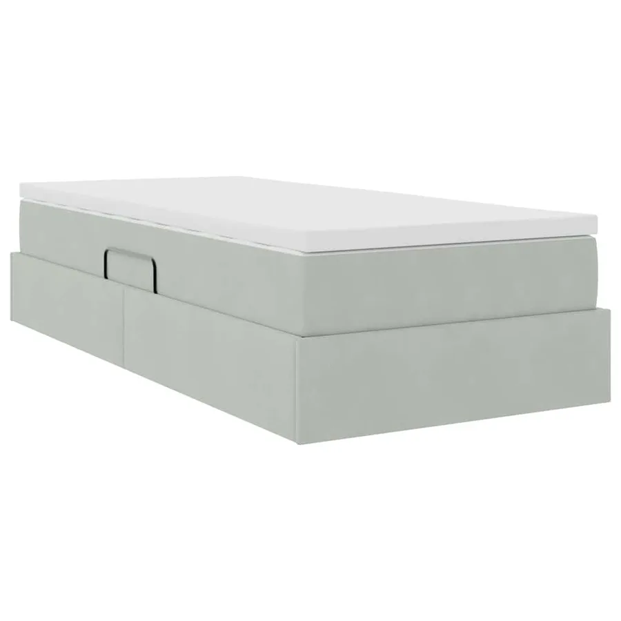 Lit avec rangement et matelas Gris clair 90 x 200 cm Velours - 5
