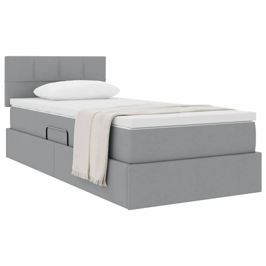 Lit avec rangement et matelas Gris clair 90 x 190 cm - 3