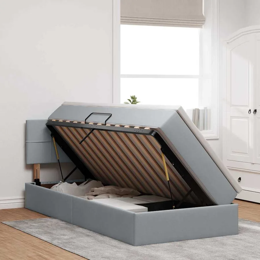 Lit avec rangement et matelas Gris clair 90 x 190 cm - 4