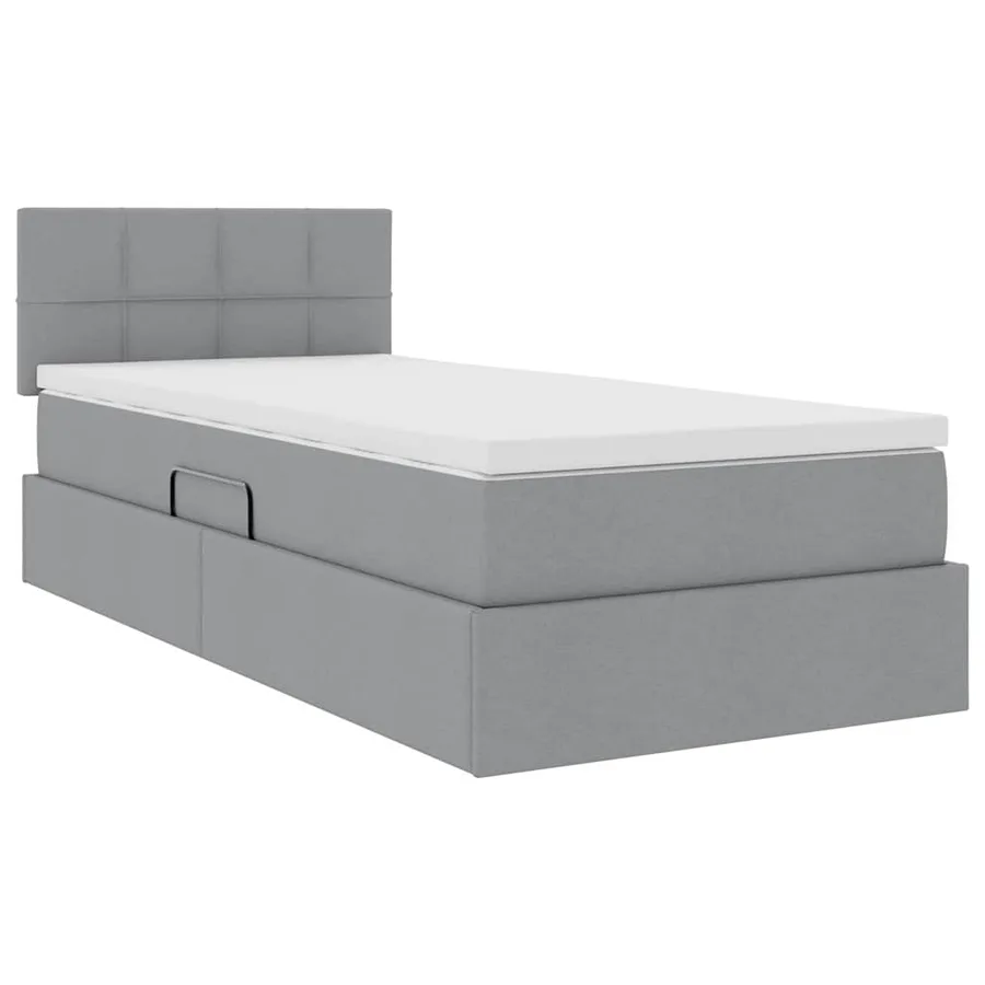 Lit avec rangement et matelas Gris clair 90 x 190 cm - 5