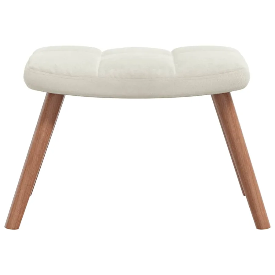 Chaise à bascule avec repose-pied Blanc crème Velours - 5