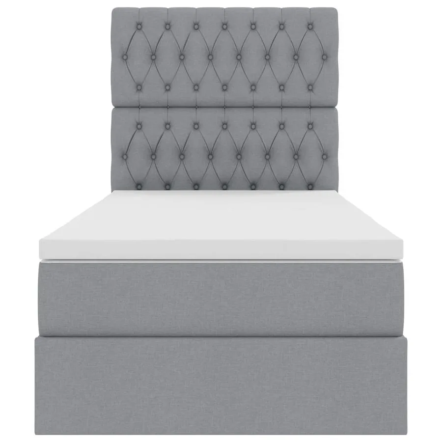 Lit avec rangement et matelas Gris clair 90 x 190 cm tissu - 7