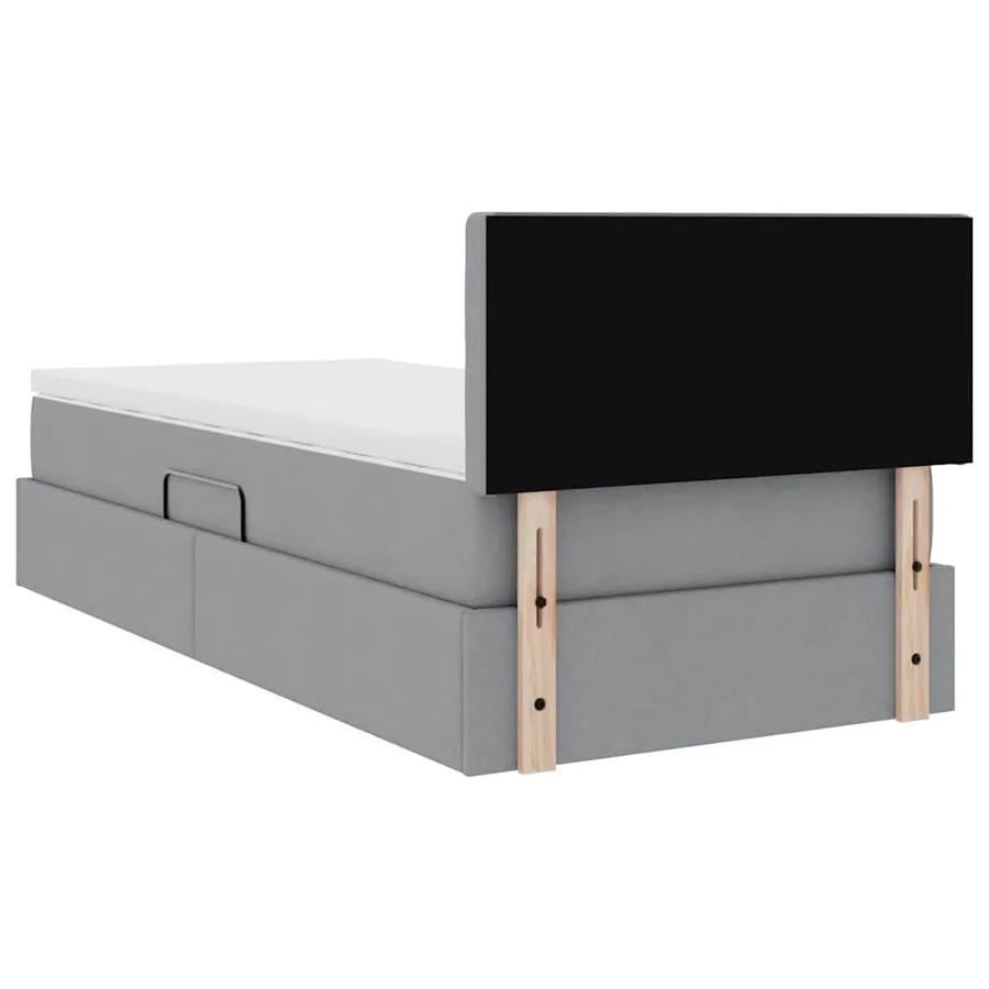 Lit de rangement LED avec matelas Gris clair 90 x 190 cm Tissu - 12