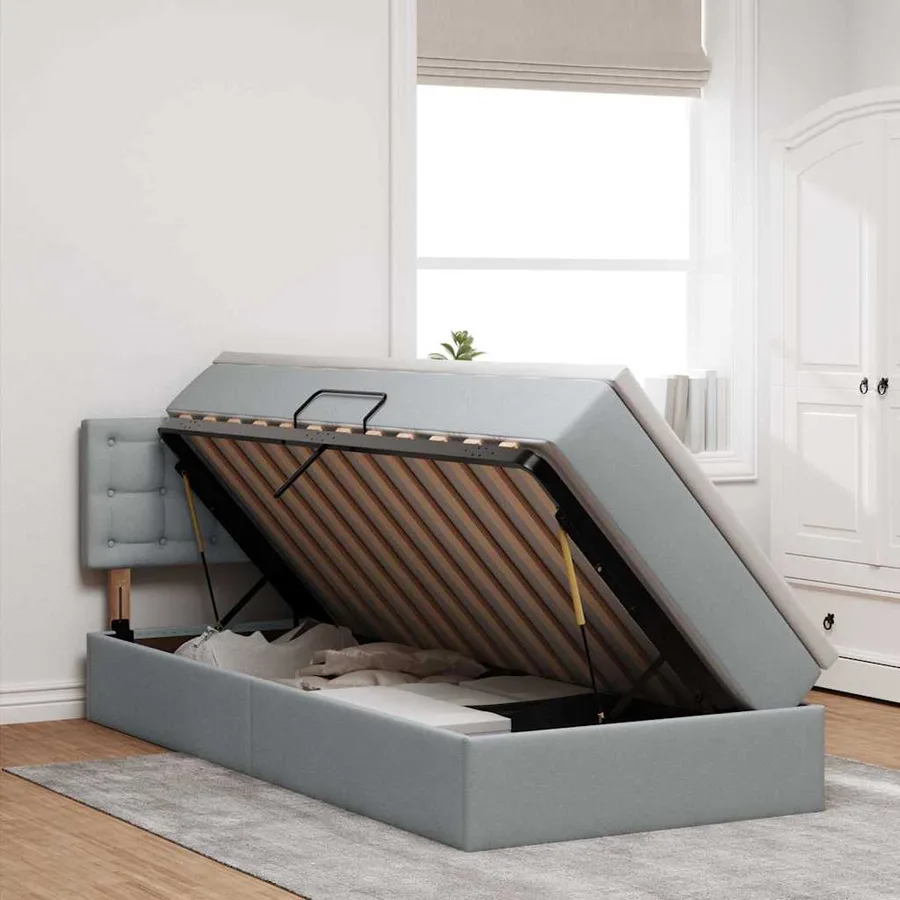 Lit avec rangement et matelas Gris clair 90 x 190 cm - 4