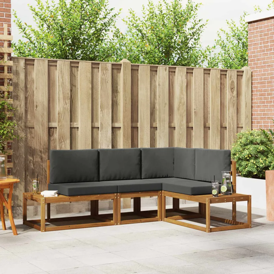 Ensemble de canapés d'extérieur 4 Pièce Naturel et Anthracite