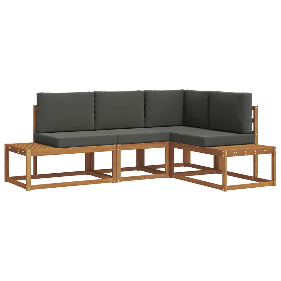 Ensemble de canapés d'extérieur 4 Pièce Naturel et Anthracite - 2