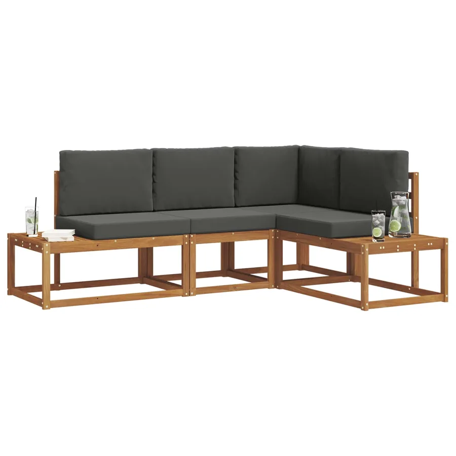 Ensemble de canapés d'extérieur 4 Pièce Naturel et Anthracite - 3