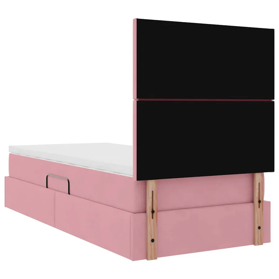 Lit avec rangement et matelas Rose 90 x 190 cm Velours - 11