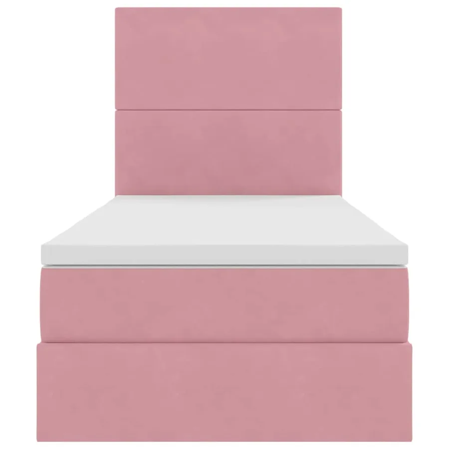 Lit avec rangement et matelas Rose 90 x 190 cm Velours - 7