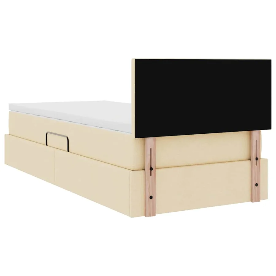 Lit de rangement LED avec matelas Crème 90 x 190 cm Tissu - 12